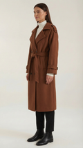 Elegant Belted Long Trench Coat-coats > trench coats-Laventaire-Laventaire