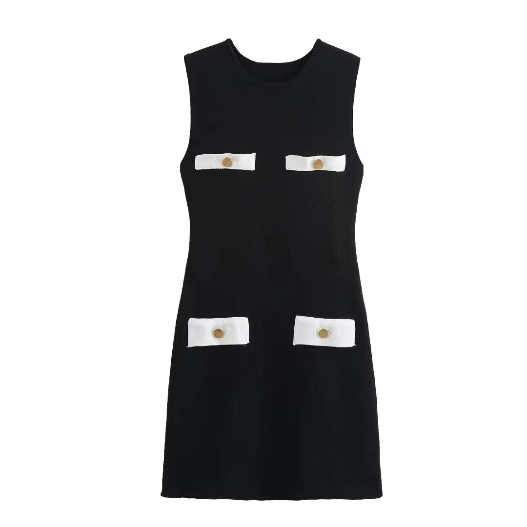 Elegant Black Mini Dress-dresses > mini dress-Laventaire-Laventaire