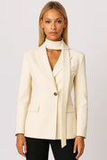 Elegant Blazer Jacket Tailored Fit-jackets > blazers > tailored blazers-Laventaire-Cream-S-Laventaire