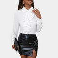 Elegant Blouse Ruffled Top-tops > blouses > ruffled blouses-Laventaire-White-S-Laventaire