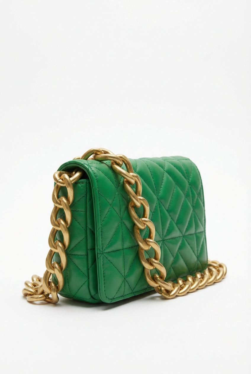 Elegant Chain Bag-bags > shoulder bags-Laventaire-Green-One Size-Laventaire