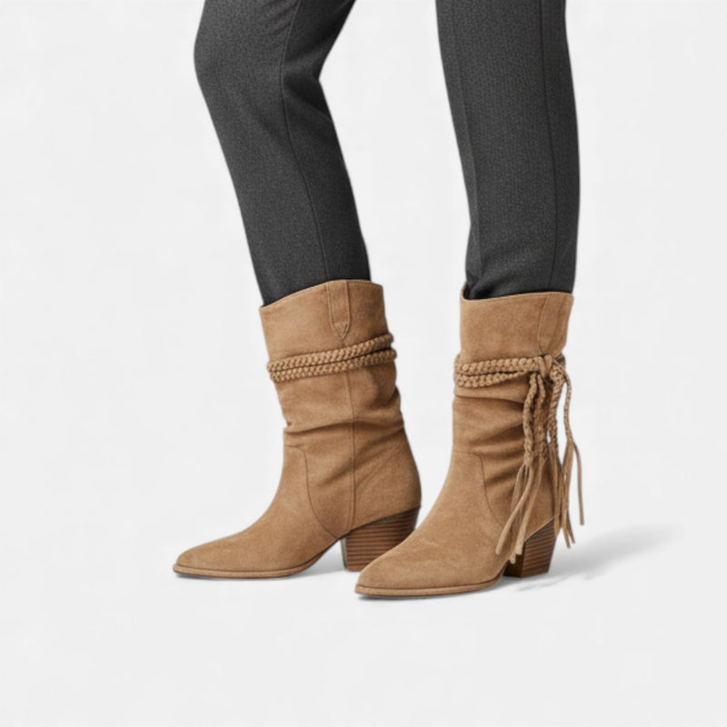 Elegant Chunky Heel Boots-footwear > boots > chunky heel boots-Laventaire-Laventaire