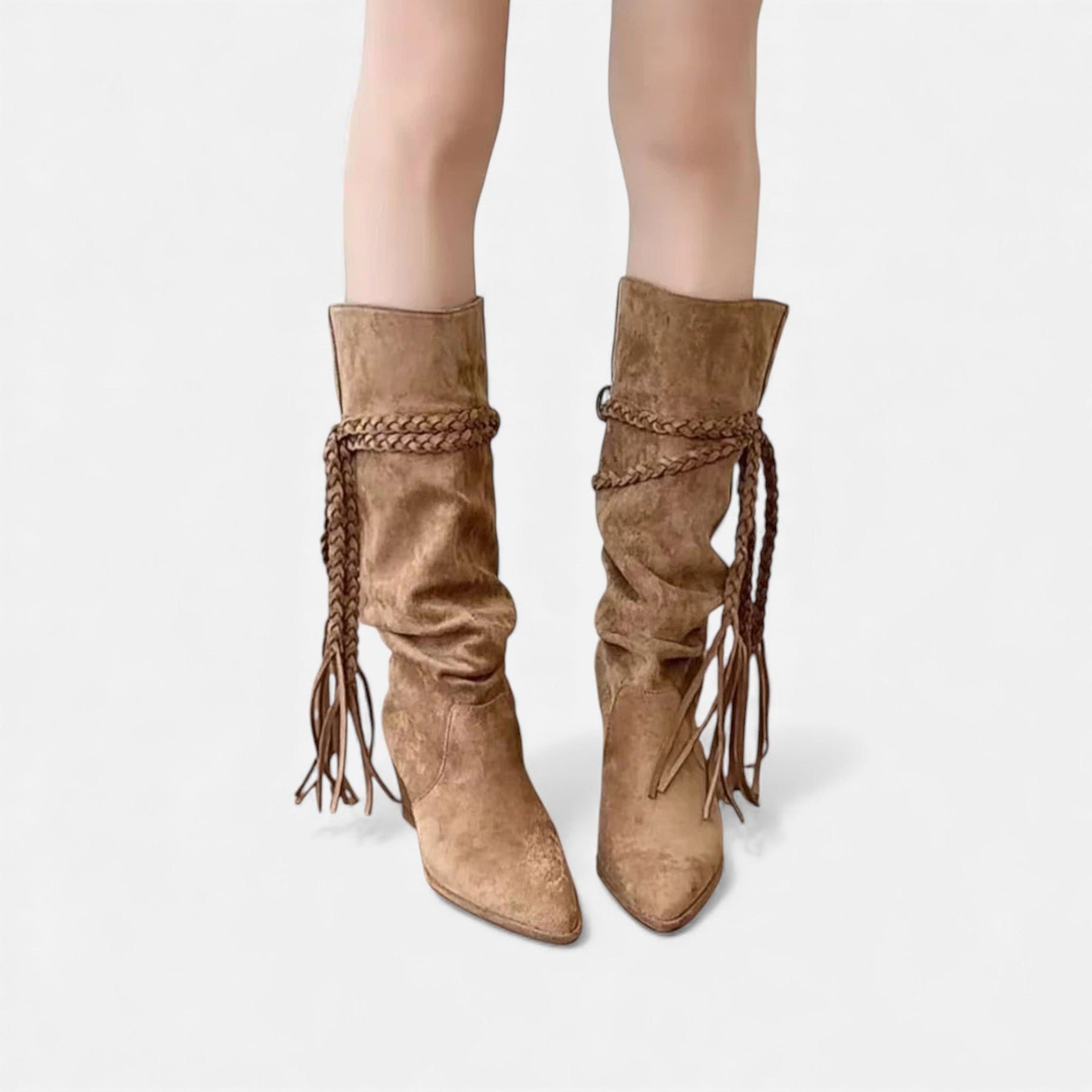 Elegant Chunky Heel Boots-footwear > boots > chunky heel boots-Laventaire-Laventaire