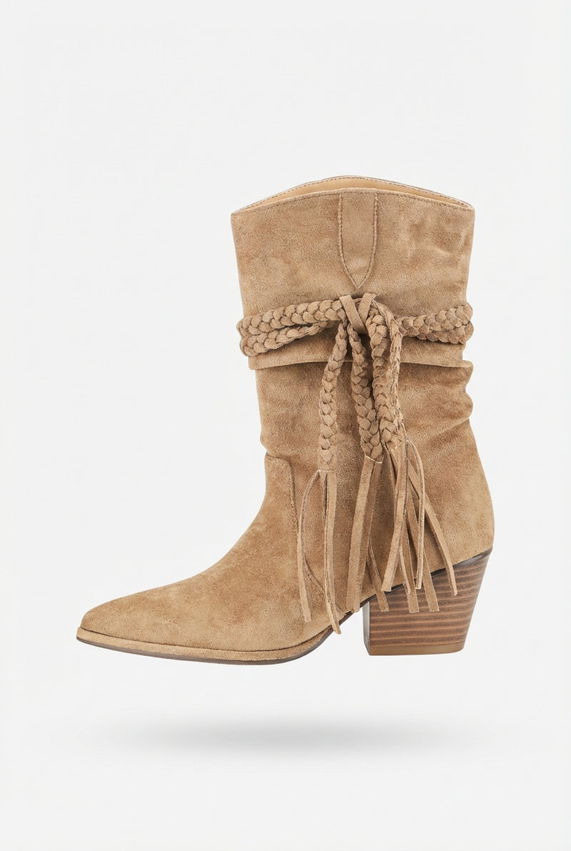 Elegant Chunky Heel Boots-footwear > boots > chunky heel boots-Laventaire-Camel-35-Laventaire