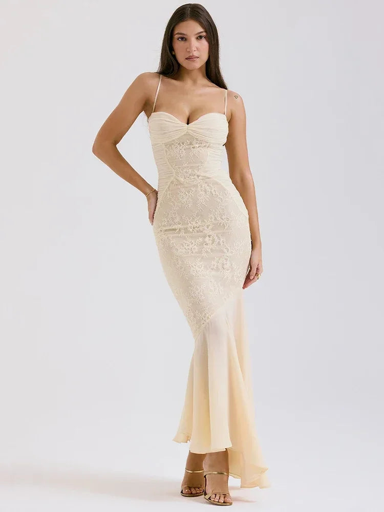 Elegant Cream Maxi Dress-dresses > maxi dress-Laventaire-Laventaire