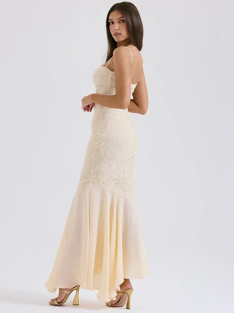 Elegant Cream Maxi Dress-dresses > maxi dress-Laventaire-Laventaire