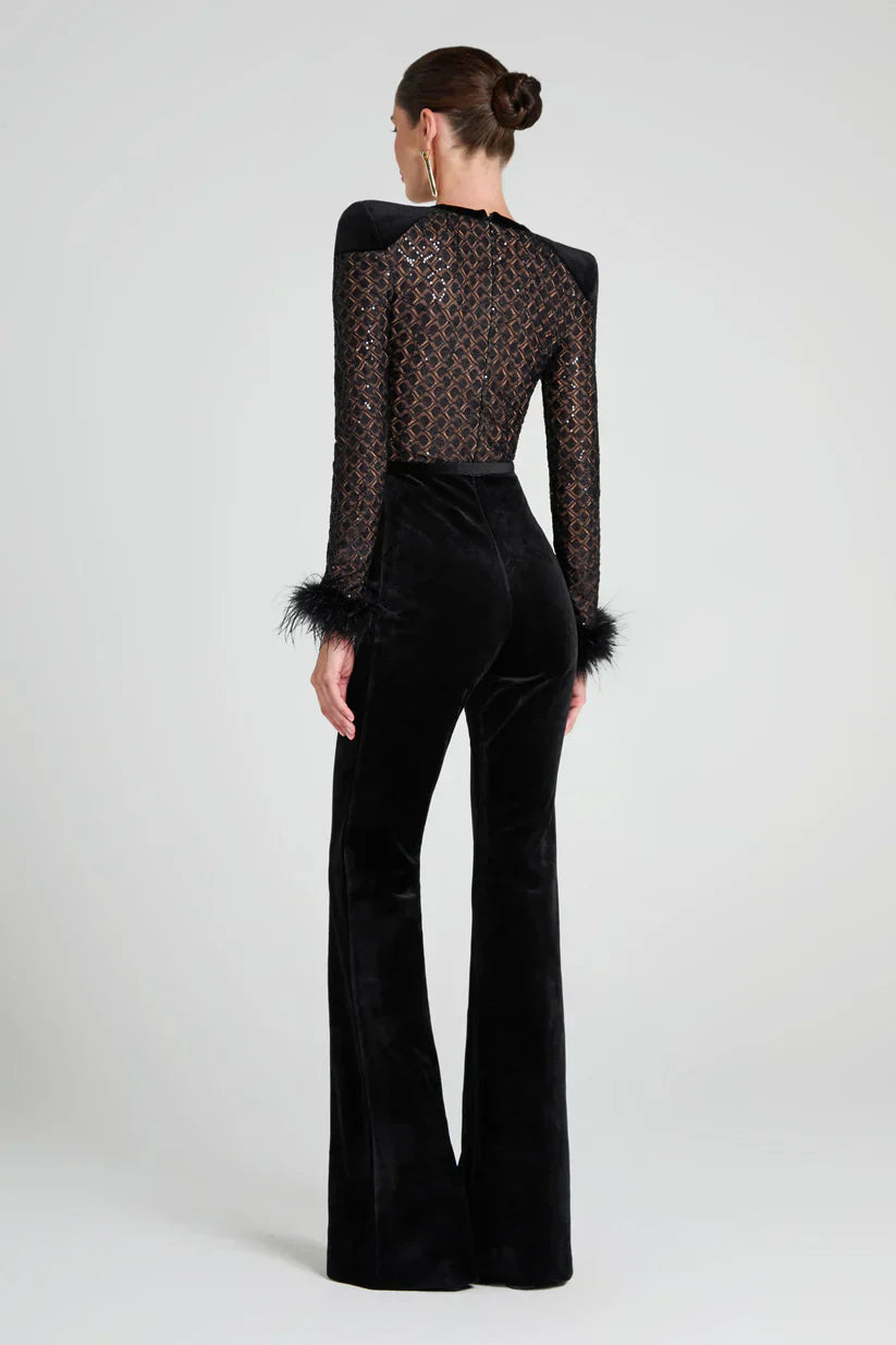 Elegant Feather Jumpsuit-jumpsuits > elegant jumpsuit-Laventaire-Laventaire