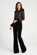 Elegant Feather Jumpsuit-jumpsuits > elegant jumpsuit-Laventaire-Black-S-Laventaire
