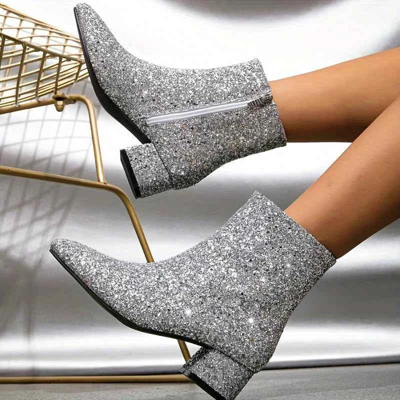 Elegant Glitter Ankle Boots-footwear > ankle boots-Laventaire-Laventaire