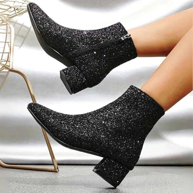 Elegant Glitter Ankle Boots-footwear > ankle boots-Laventaire-Laventaire