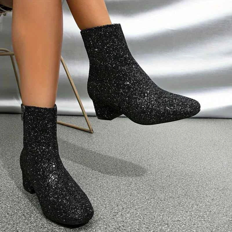 Elegant Glitter Ankle Boots-footwear > ankle boots-Laventaire-Laventaire