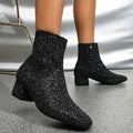 Elegant Glitter Ankle Boots-footwear > ankle boots-Laventaire-Black-36-Laventaire