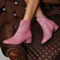 Elegant Glitter Ankle Boots-footwear > ankle boots-Laventaire-Pink-36-Laventaire