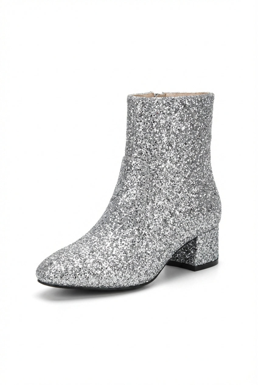 Elegant Glitter Ankle Boots-footwear > ankle boots-Laventaire-Silver-36-Laventaire