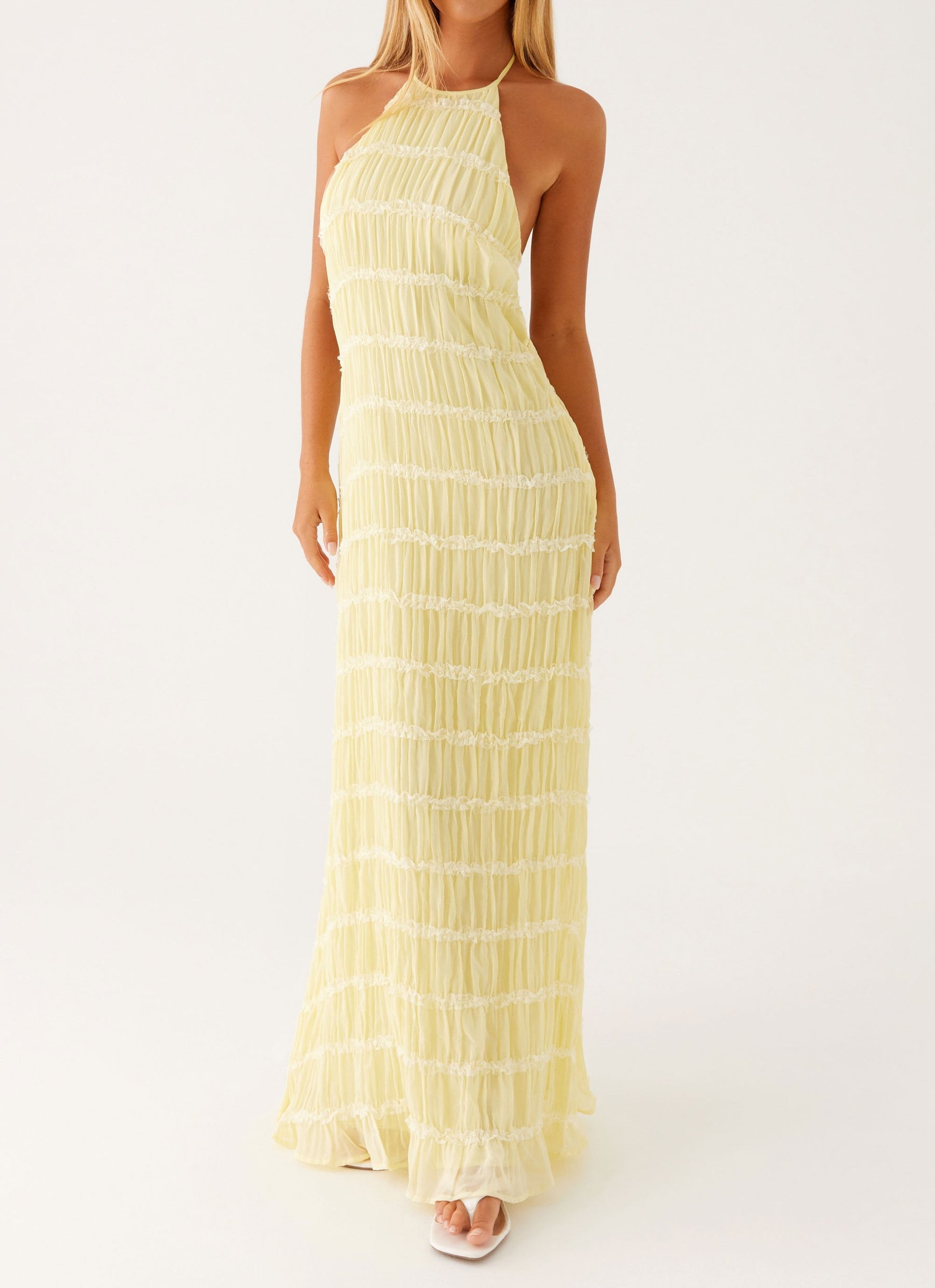 Elegant Halter Neck Maxi Dress-dresses > maxi dress-Laventaire-Laventaire