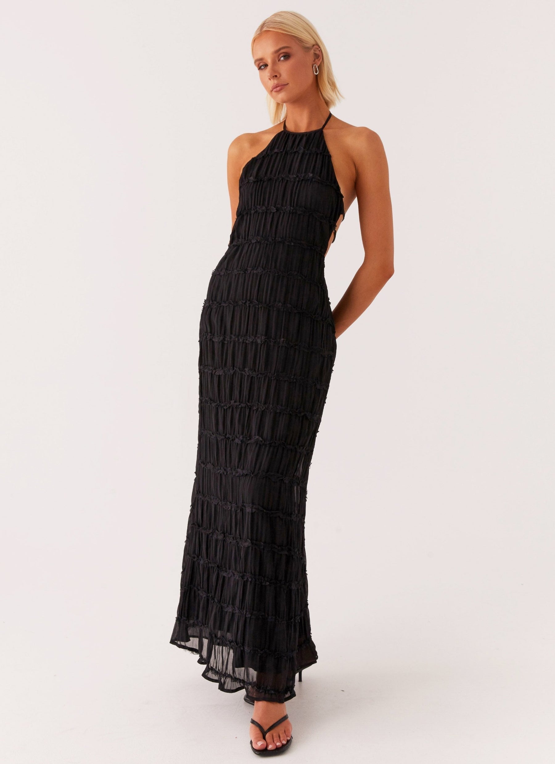 Elegant Halter Neck Maxi Dress-dresses > maxi dress-Laventaire-Laventaire