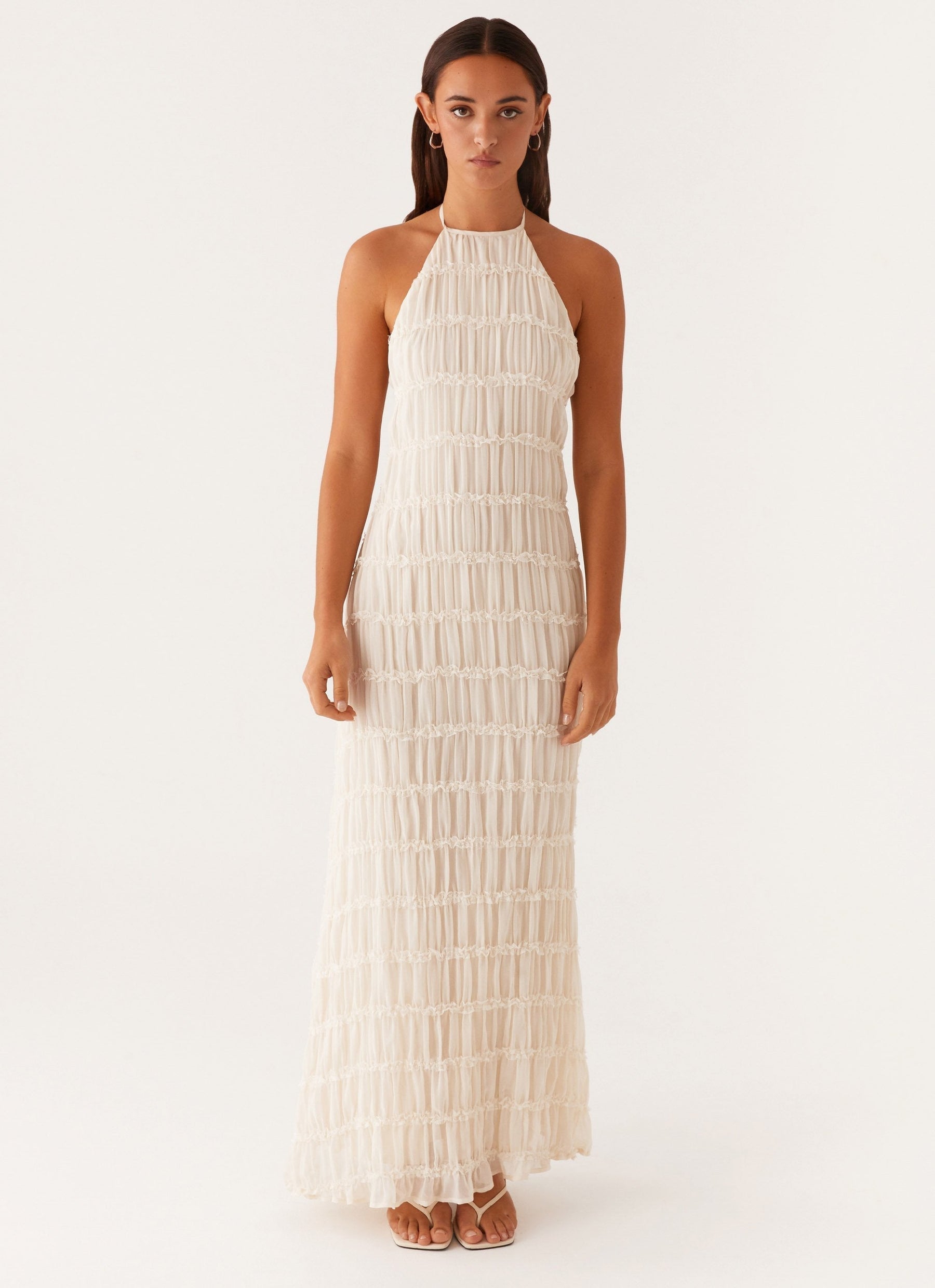 Elegant Halter Neck Maxi Dress-dresses > maxi dress-Laventaire-Laventaire