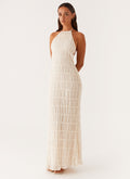 Elegant Halter Neck Maxi Dress-dresses > maxi dress-Laventaire-Ivory-XS-Laventaire