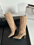 Elegant Knee Boots-footwear > knee boots-Laventaire-Khaki-35-Laventaire