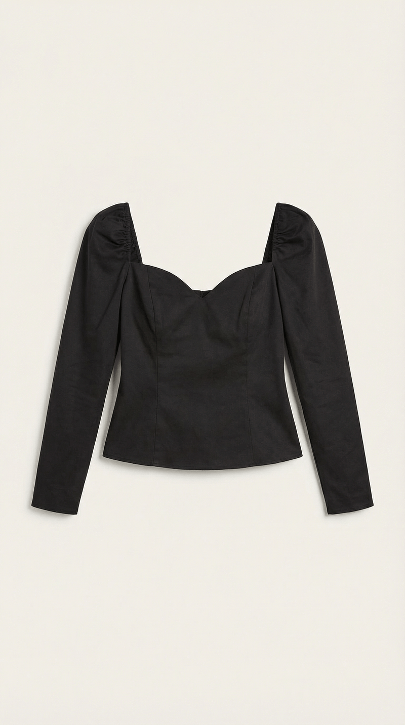 Elegant Puff Sleeve Top-tops > top-Laventaire-Laventaire