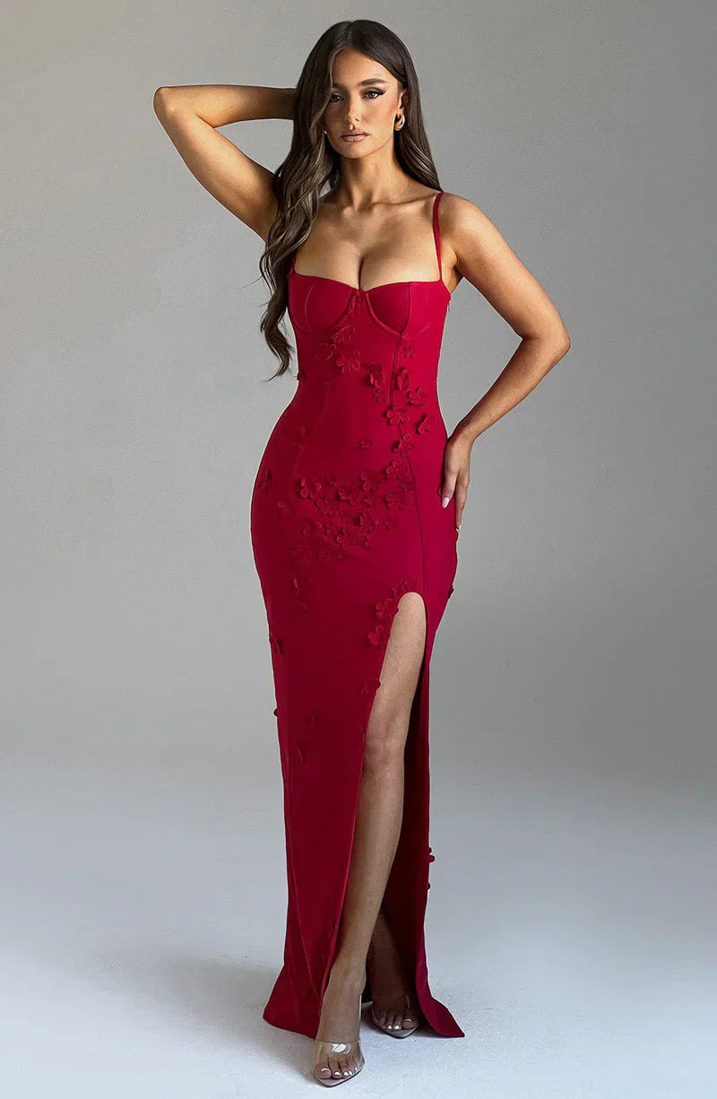 Elegant Red Maxi Dress-dresses > maxi dress-Laventaire-Laventaire