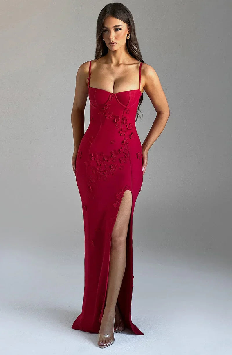 Elegant Red Maxi Dress-dresses > maxi dress-Laventaire-Laventaire