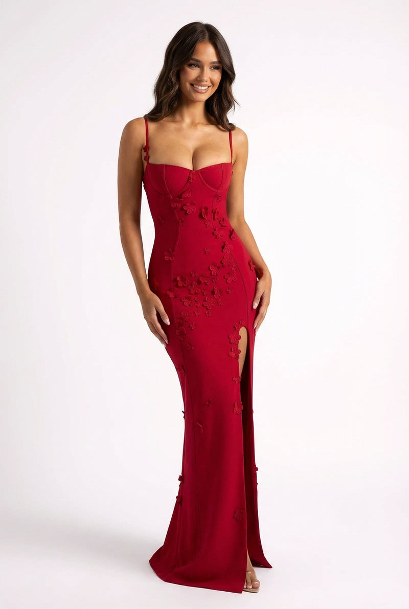 Elegant Red Maxi Dress-dresses > maxi dress-Laventaire-Red-S-Laventaire