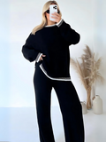 Elegant Relaxed Lounge Set-loungewear > lounge set-Laventaire-Black-S-Laventaire