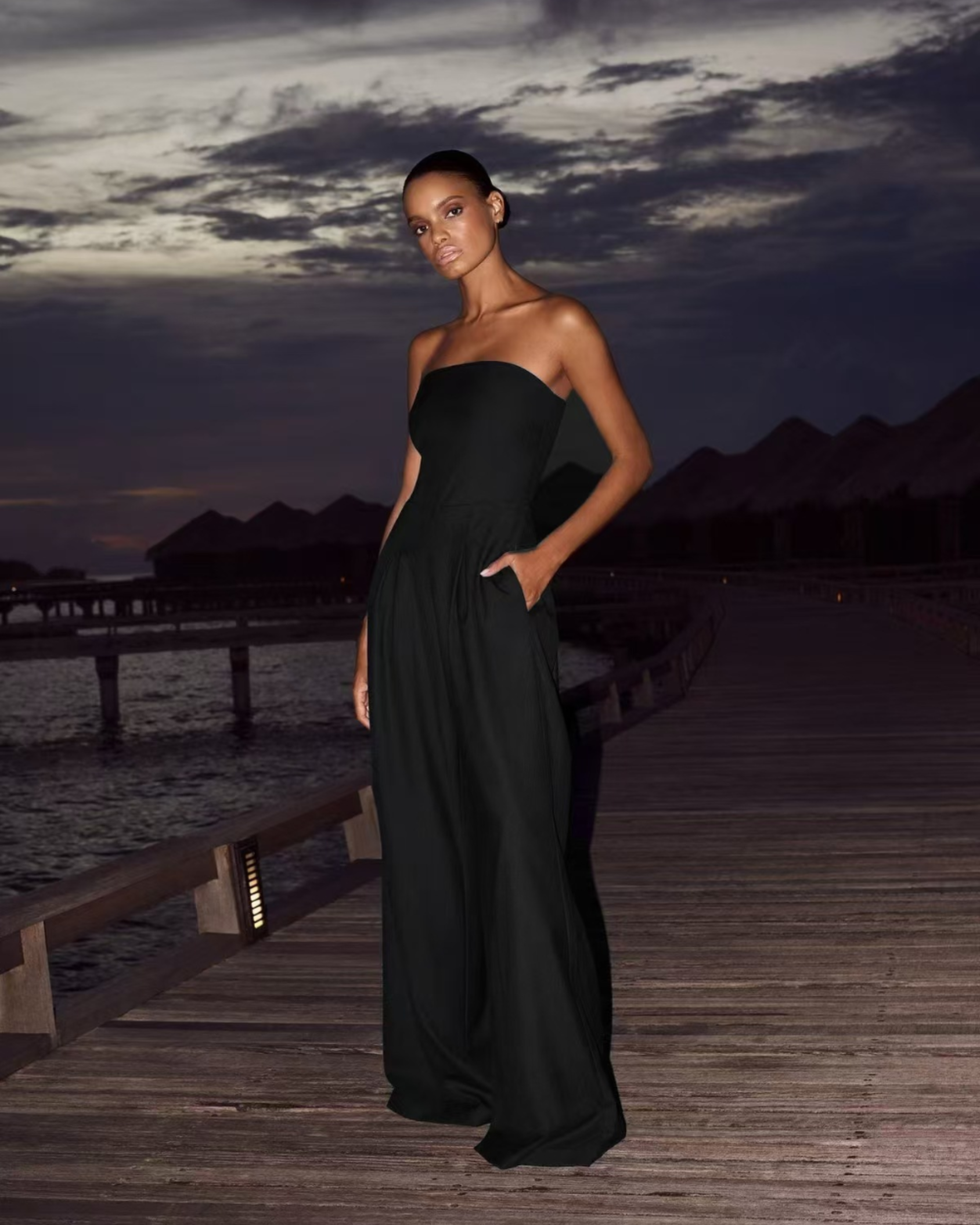 Elegant Strapless Jumpsuit Fit-jumpsuit > strapless jumpsuit-Laventaire-Black-S-Laventaire