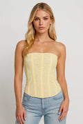Elegant Tube Top Fit-tops > tube tops-Laventaire-Butter Yellow-S-Laventaire