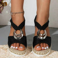 Elegant Wedge Sandals-Footwear > Sandals > Wedge Sandals-Laventaire-Black-36-Laventaire