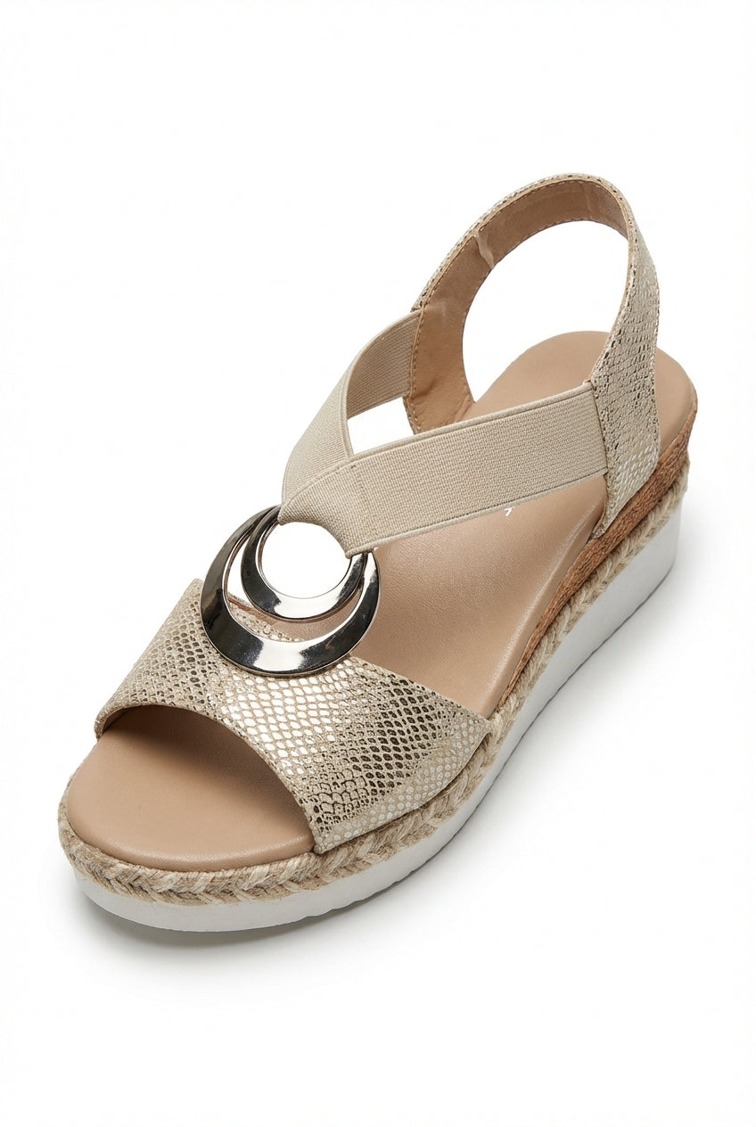 Elegant Wedge Sandals-Footwear > Sandals > Wedge Sandals-Laventaire-Gold-36-Laventaire