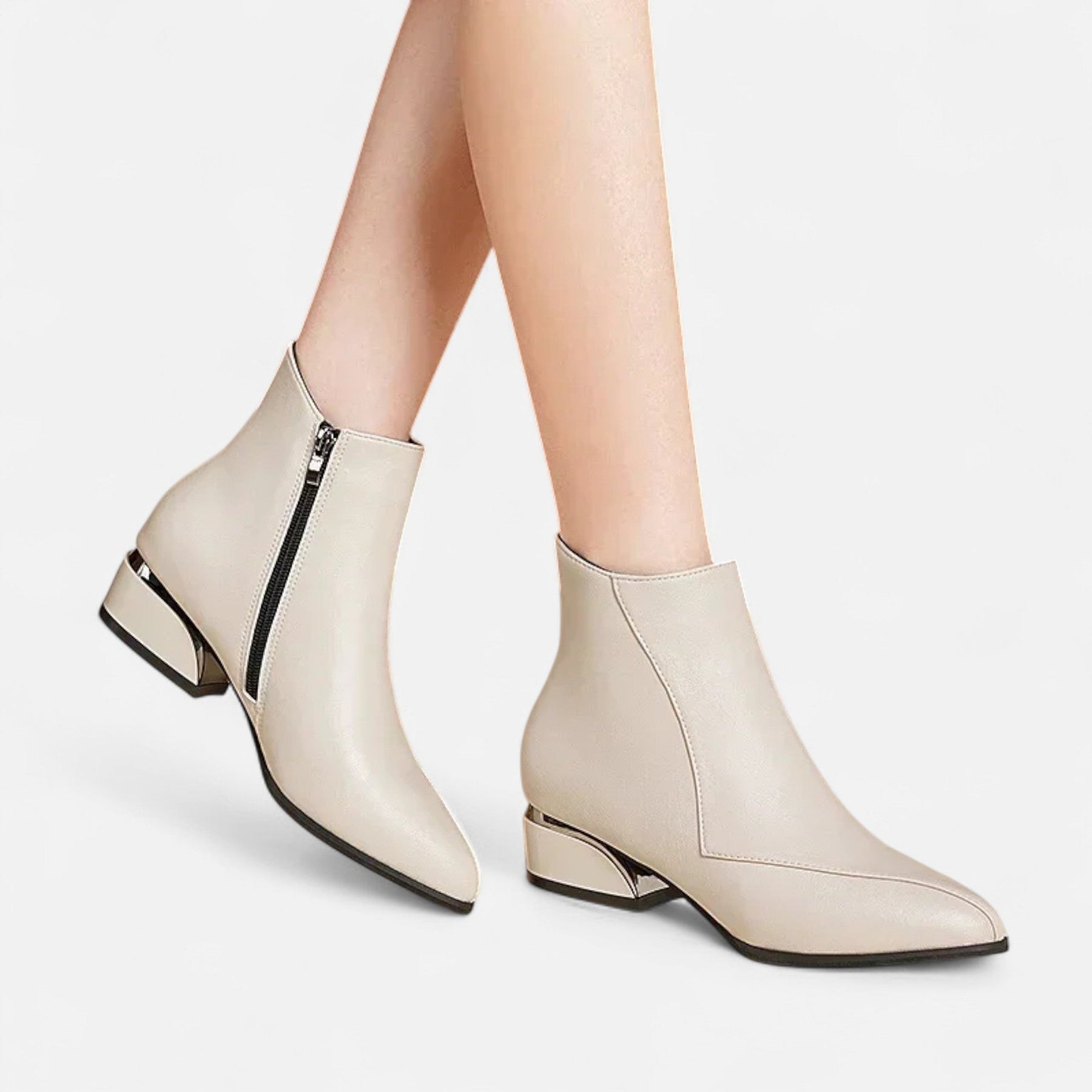 Elegant Zipper Ankle Boots-footwear > ankle boots-Laventaire-Laventaire