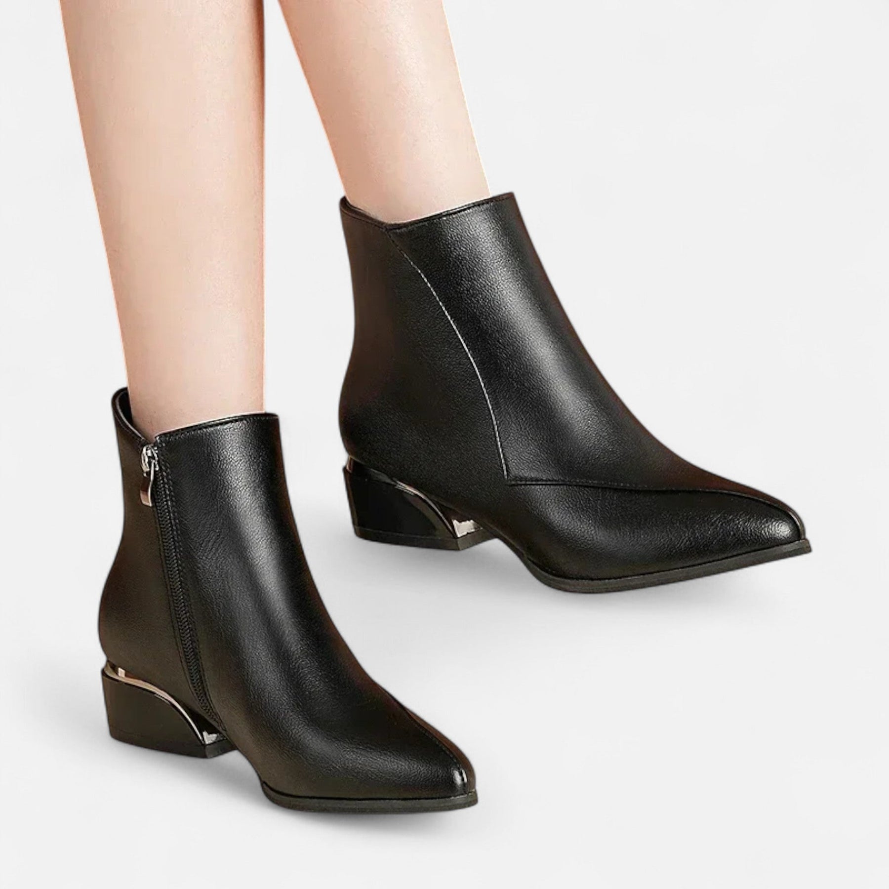 Elegant Zipper Ankle Boots-footwear > ankle boots-Laventaire-Laventaire
