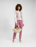 Embroidered Open Front Vest-vests > open front vest-Laventaire-Laventaire