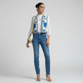 Embroidered Open Front Vest-vests > open front vest-Laventaire-Light Blue-XS-Laventaire