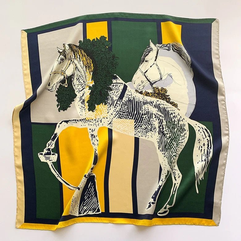 Equestrian Print Square Scarf-accessories > scarves > square scarves-Laventaire-Laventaire