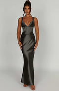 Evening Gown Maxi Dress-dresses > evening dress > gown evening dress-Laventaire-Dark Gray-S-Laventaire