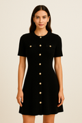 Fit And Flare Mini Dress-dresses > fit and flare dress-Laventaire-Black-S-Laventaire