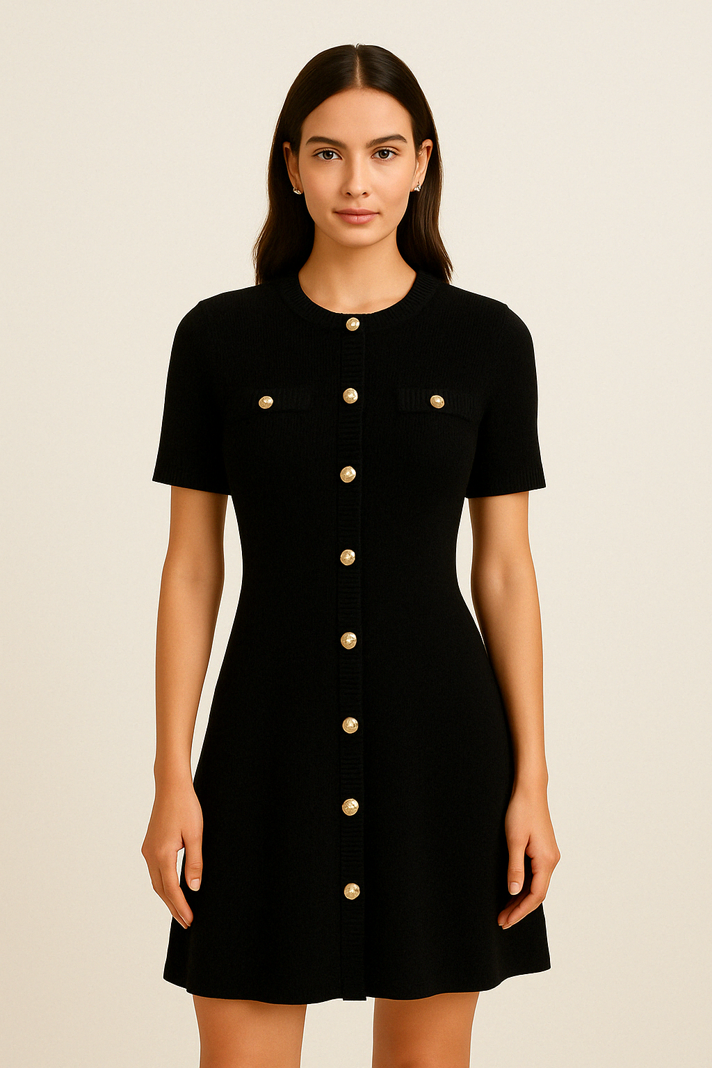 Fit And Flare Mini Dress-dresses > fit and flare dress-Laventaire-Black-S-Laventaire