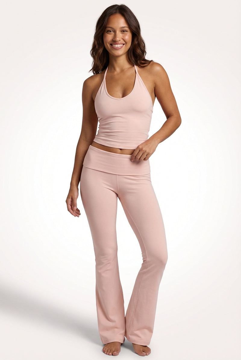Fitted Activewear Sleeveless Set-activewear > active set-Laventaire-Pink-S-Laventaire