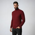 Fitted Cable Knit Sweater-sweaters > cable knit sweater-Laventaire-Burgundy-M-Laventaire