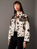 Fitted Cow Print Jacket-jackets > fitted jackets-Laventaire-Laventaire