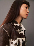 Fitted Cow Print Jacket-jackets > fitted jackets-Laventaire-Laventaire