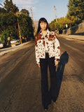 Fitted Cow Print Jacket-jackets > fitted jackets-Laventaire-Laventaire