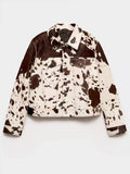 Fitted Cow Print Jacket-jackets > fitted jackets-Laventaire-Laventaire