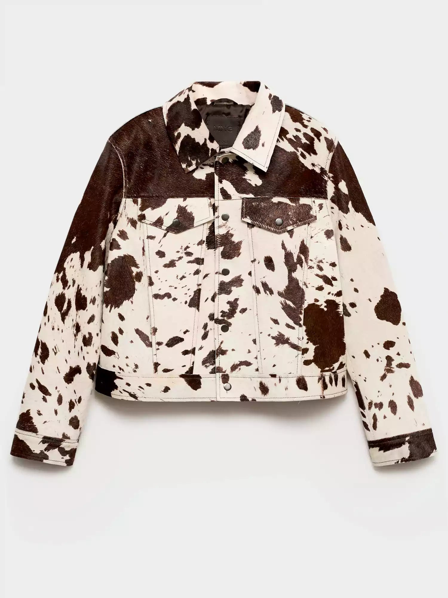 Fitted Cow Print Jacket-jackets > fitted jackets-Laventaire-Laventaire
