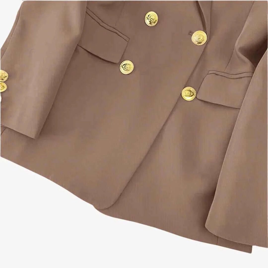 Fitted Double Breasted Blazer-blazers > fitted blazer-Laventaire-Laventaire