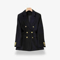 Fitted Double Breasted Blazer-blazers > fitted blazer-Laventaire-Black-S-Laventaire