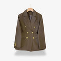Fitted Double Breasted Blazer-blazers > fitted blazer-Laventaire-Dark Brown-S-Laventaire